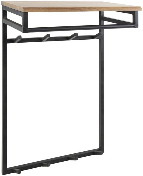 Garderobe Flidna Akazie massiv, Industrial Design mit Hutablage und 8 Haken, natur
