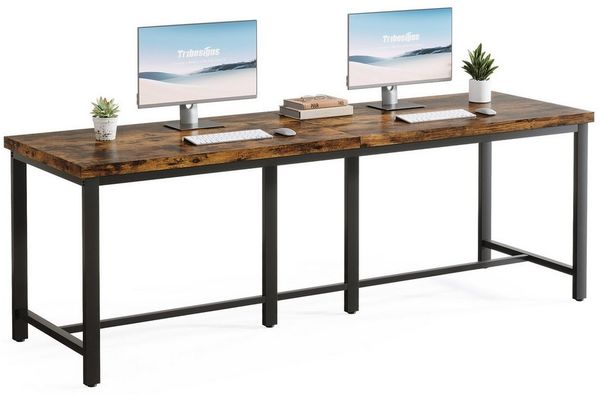 Tribesigns Computertisch 200x60x75cm, doppelter PC-Bürotisch,Industrial Doppelschreibtisch