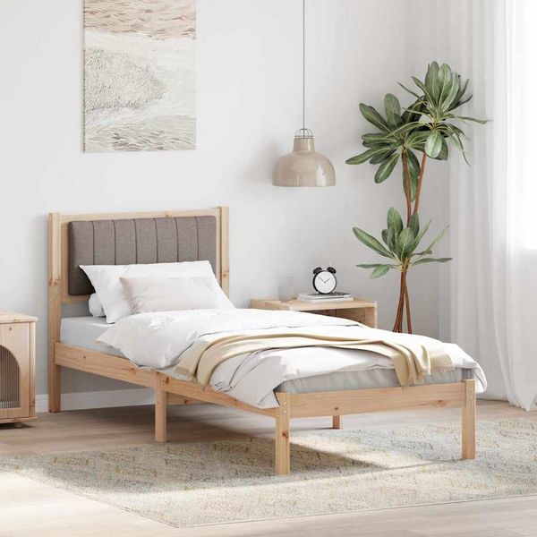 vidaXL Bettgestell mit gepolstertem Kopfteil Taupe 75 x 190 cm 878302
