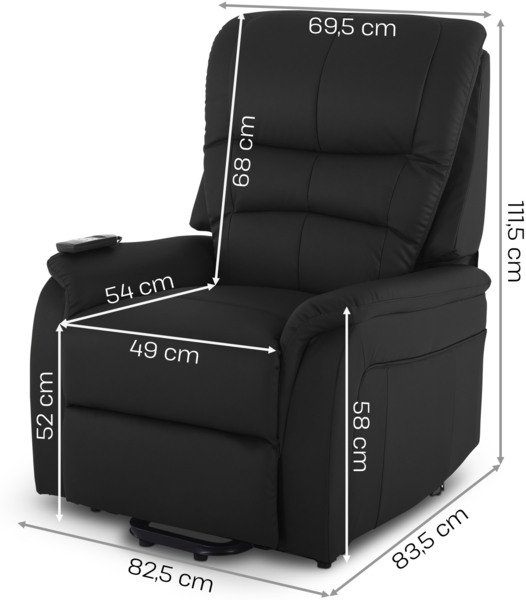 Raburg Fernsehsessel JAN in SEIDEN-SCHWARZ mit elektrischer Aufstehhilfe - Schlafsessel XXL, Taschenfederkern, Liege- & Relaxfunktion, Soft-Touch-Kunstleder, 2 kraftvolle Motoren + Fernbedienung Bild 5