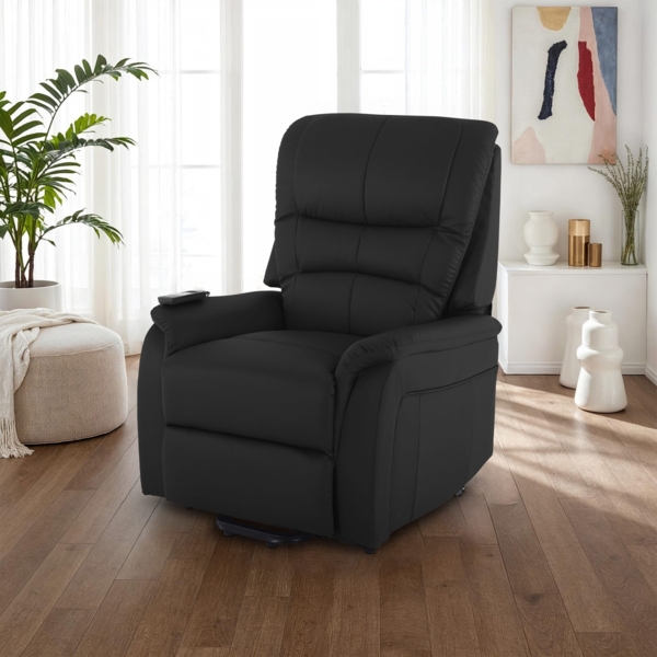 Raburg Fernsehsessel JAN in SEIDEN-SCHWARZ mit elektrischer Aufstehhilfe - Schlafsessel XXL, Taschenfederkern, Liege- & Relaxfunktion, Soft-Touch-Kunstleder, 2 kraftvolle Motoren + Fernbedienung Bild 7