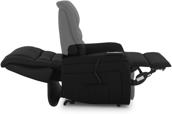 Raburg Fernsehsessel JAN in SEIDEN-SCHWARZ mit elektrischer Aufstehhilfe - Schlafsessel XXL, Taschenfederkern, Liege- & Relaxfunktion, Soft-Touch-Kunstleder, 2 kraftvolle Motoren + Fernbedienung Bild 2
