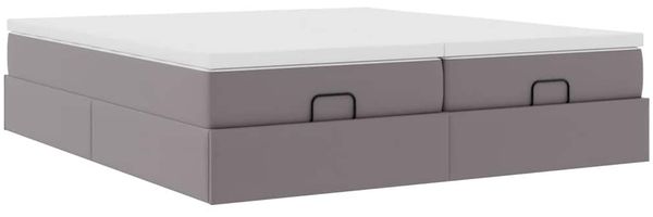 vidaXL Ottoman-Bett mit Matratzen Grau 200x200 cm Kunstleder 3311232 Bild 6