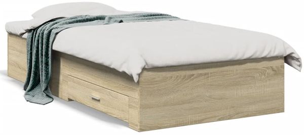 Einzelbettgestell Design für Erwachsene mit Schubladen Sonoma-Eiche 90x200cm Holzwerkstoff d3775e