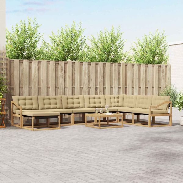 vidaXL Outdoor-Sofagarnitur 9 pcs Weiß und Beige 79 x 79 x 37 cm 3389007