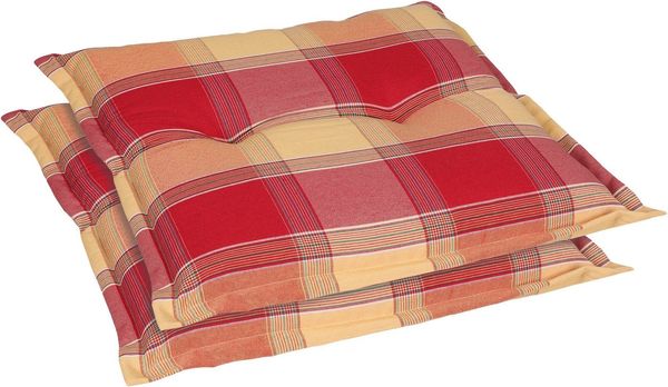GO-DE Hockerauflage, (Spar-Set, 2 St), Karo rot - Maße BxLxH ca.: 50 cm x 50 cm x 7 cm