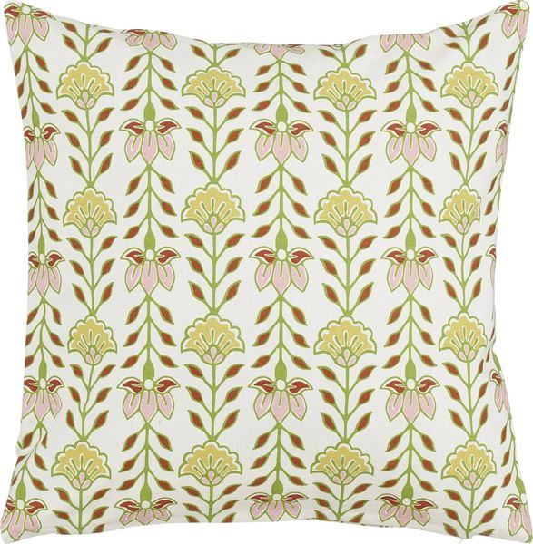Mica Decorations Kissen Corina mit Blumenmotiv 45x45 cm offwhite/grün