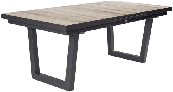 Gartentisch Kentucky Ausziehtisch mit Synchronauszug 200/260 x 100 x 75 cm V-Fuß Keramik Braun