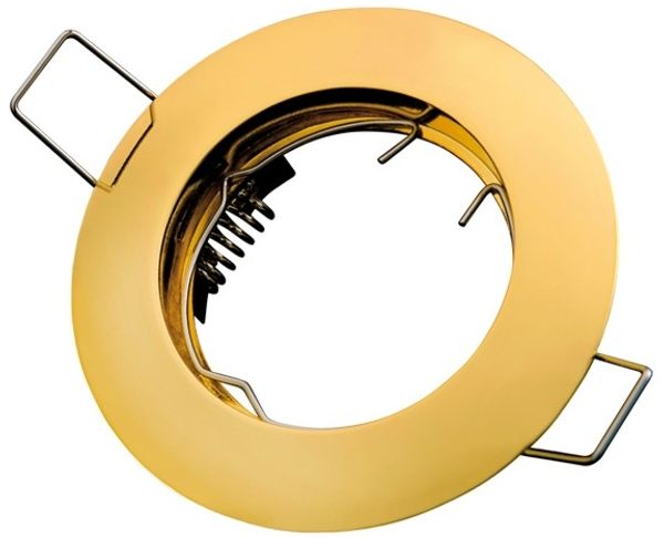 LED Line® Einbaustrahler GU10 Einbaurahmen Ø65mm Bohrloch Aluminium inkl. GU5.3 Fassung für LED Leuchtmittel 50mm LED Lampen G4 MR11 MR16, Gold Rund