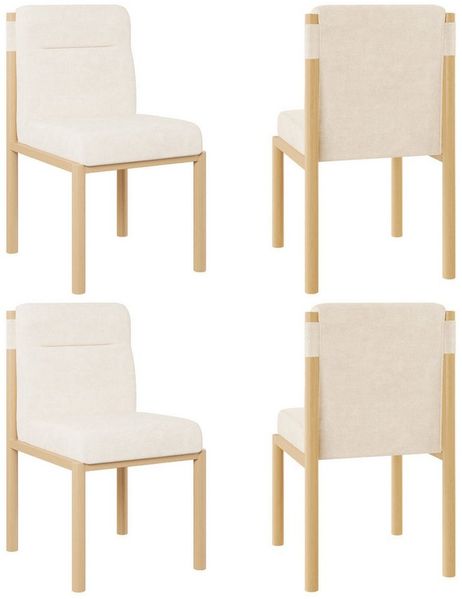 Flieks Esszimmerstuhl Eisengestell in Eichenholz-Optik (Set, 4 St), 4er Set Polsterstühle Wohnzimmerstuhl Sherpa-Stoff Beige