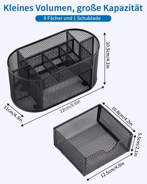 SinLaw Regal-Schreibtisch Schreibtisch-Organizer, Büro-Organizer aus Metall, 9 Sortierfächer (1-St), Mit Schublade und Stifthalter