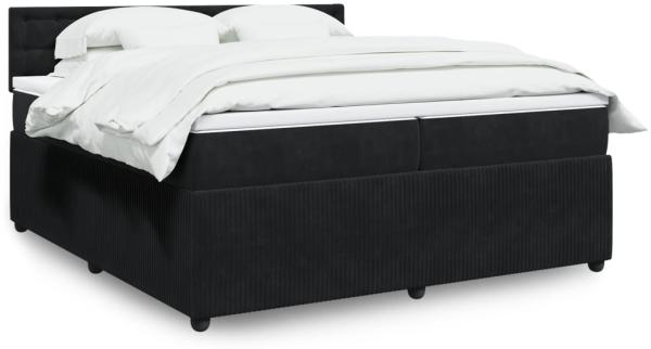 vidaXL Boxspringbett mit Matratze Schwarz 200x200 cm Samt 3290144