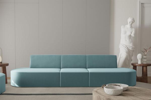 Sofa Designersofa 3-Sitzer MILOT in Stoff Opera Velvet Aquablau