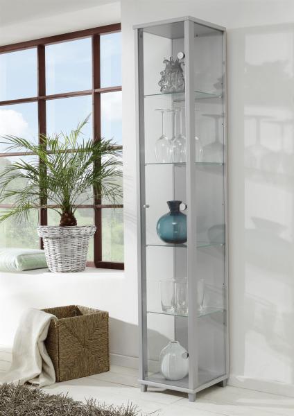 Glasvitrine >OPTIMA< in Silber - 31,5x172x32cm (BxHxT)