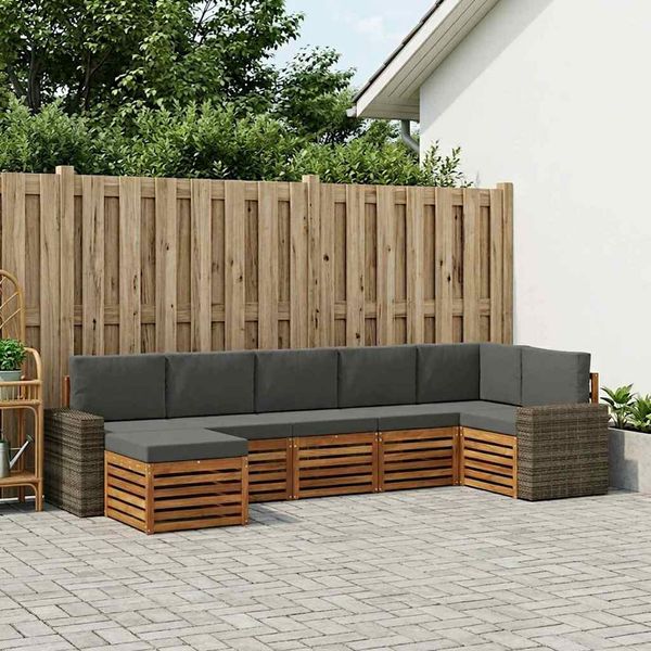 vidaXL Ecksofa Set mit Kissen 7 pcs Natur und Anthrazit 3384638