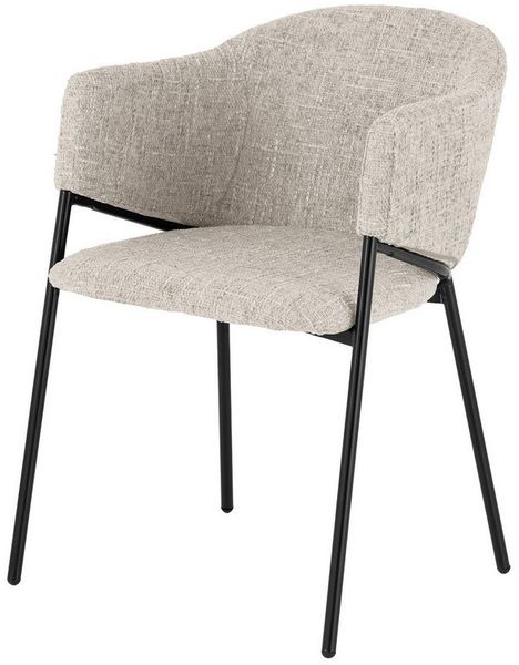 riess-ambiente Esszimmerstuhl NOBLESSE beige/schwarz - Chenille, Metallgestell, Retro, Armlehnen (Einzelartikel, 1 St), halbrunder Stuhl - ideal für Küche, Ess-, Arbeits-. Wohnzimmer & Büro