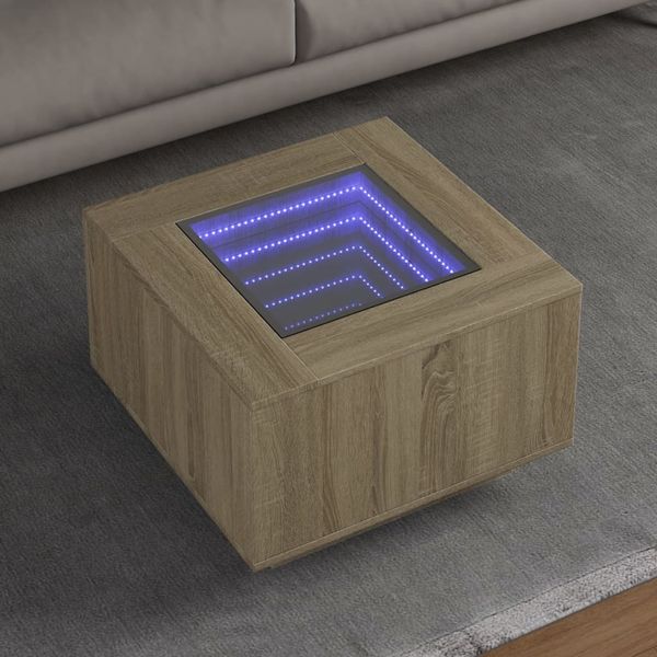 vidaXL LED-Couchtisch Sonoma-Eiche 60x60x40 cm Holzwerkstoff 847569