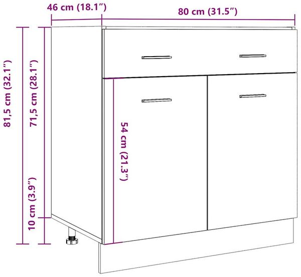 vidaXL Schubunterschrank Lyon Betongrau 80x46x81,5 cm Holzwerkstoff 856091 Bild 11
