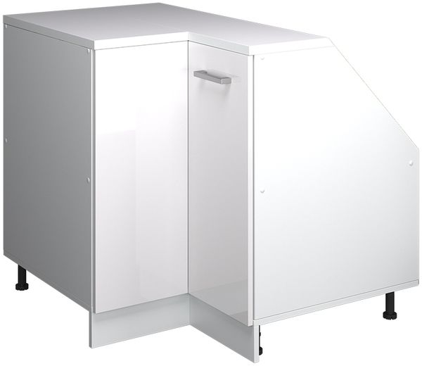 Dachschrägenschrank Eckschrank Rion Weiß Hochglanz 75.6 x 81.6 cm mit 1 Tür, Schrankkorpus 60 cm Tiefe Vicco