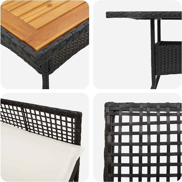 vidaXL Garten Essgruppe 3 pcs Schwarz Poly-Rattan 3334935 Bild 9