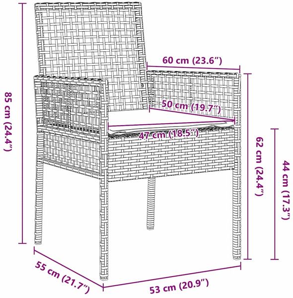vidaXL Garten Essgruppe 3 pcs Schwarz Poly-Rattan 3334935 Bild 10