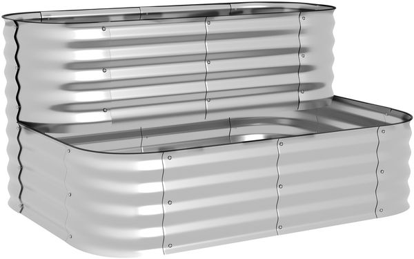 Flieks 2-stufig Blumenkasten aus Metall, 120 x 90 x 60 cm, Silber