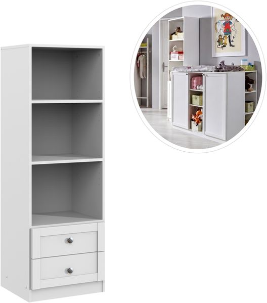 Babyzimmer-Set Zubehör: Standregal mit Schubladen B46/H135/T40 cm Landhaus Weiß