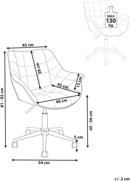 Schreibtischstuhl LABELLE Samtstoff Hellblau Bild 2