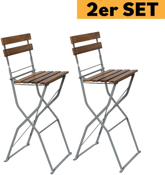 Biergartenhocker Barhocker Hochstuhl Tresenhocker Akazienholz klappbar 2er Set