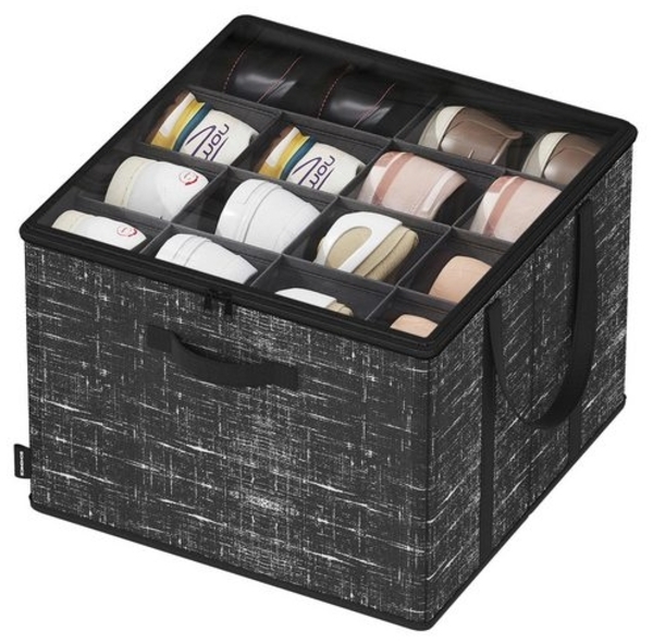 SONGMICS Schuh-Organizer, für bis zu 16 Paar Schuhe, Schuhaufbewahrung, Griffe, transparenter Deckel, für Schlafzimmer Eingangsbereich Kleiderschrank