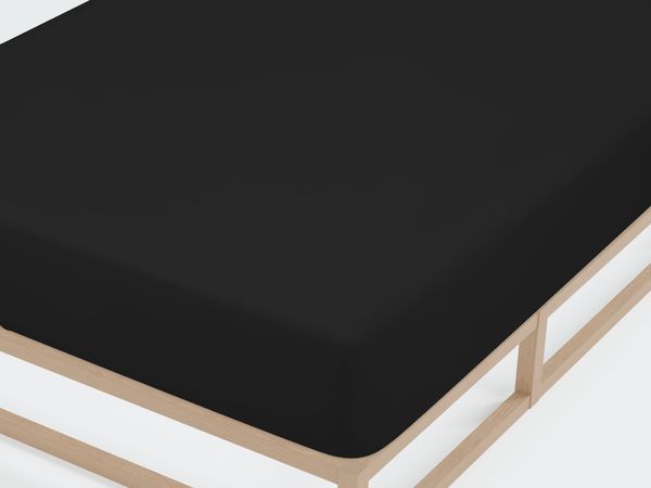 Castell Jersey-Stretch-Spannbetttuch, Schwarz, 1x 140x200 cm - 160x200 cm, 140x200 cm