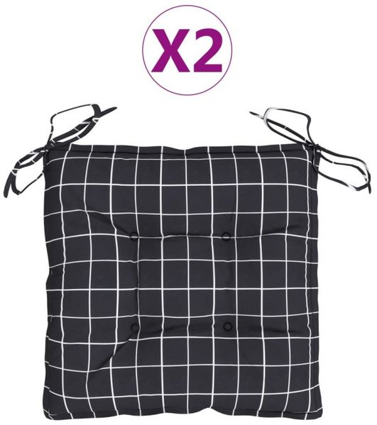 vidaXL Stuhlkissen 2 Stk. Schwarz Karomuster 50x50x7 cm Oxford-Gewebe 361546 Bild 2