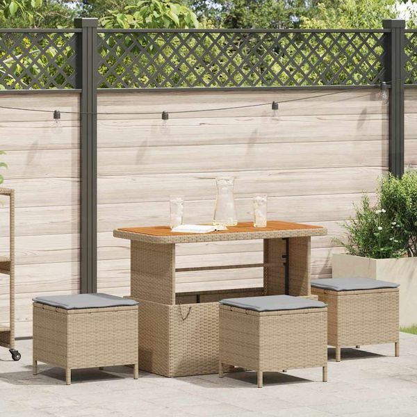 vidaXL Garten Essgruppe Beige Poly-Rattan 42007924