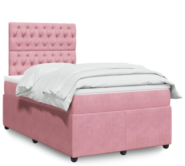 vidaXL Boxspringbett mit Matratze Rosa 120x200 cm Samt 3292321