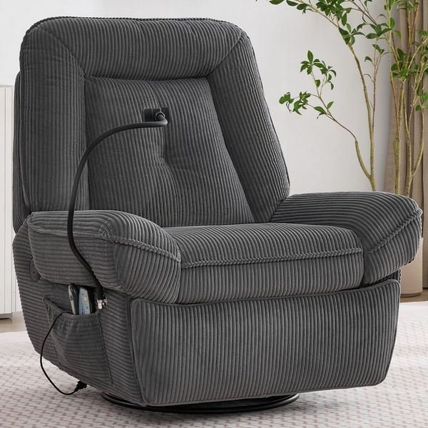 OKWISH Relaxsessel Elektrisch verstellbarer TV-Sessel (TV-Sessel, 360° drehbarer Sessel, 1-St, 104*92*91cm), 360° drehbarer Sessel,USB-Anschluss mit Handyhalterung
