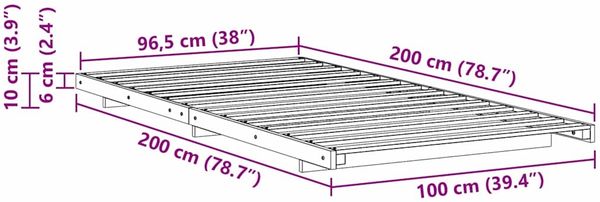 vidaXL Bettrahmen Weiß 100 x 200 cm Massives Kiefernholz 873086 Bild 11