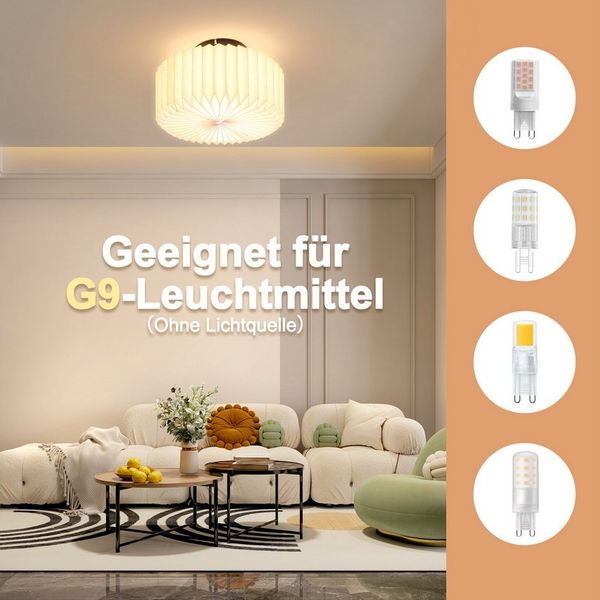 ZMH Deckenleuchte Deckenlampe Wohnzimmer Vintage Papier Lampenschirm, 24Lx24Bx17Hcm, LED fest integriert
