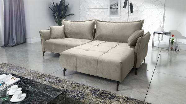 Ecksofa Schlafsofa Sofa VICTORIA Stoff Element Hellbeige Ottomane Rechts