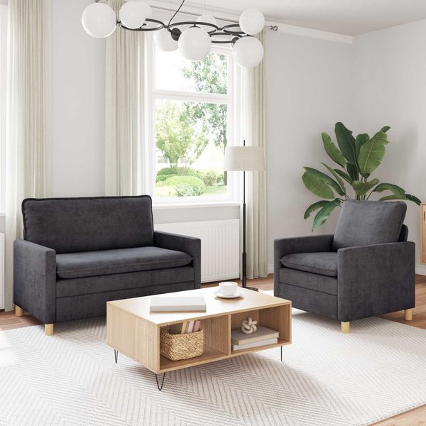 vidaXL Sofa Set 2 pcs Dunkelgrau Polyester 3417049