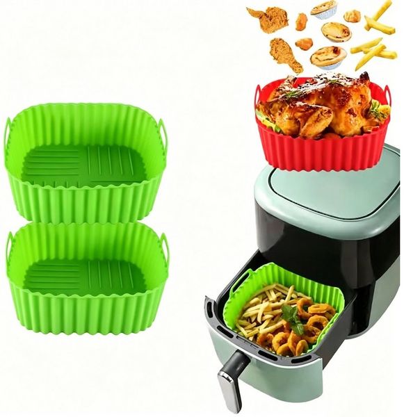 Agger Silikonform Silikon-Backformen für Heißluftfritteuse, 2er-Set, Hitzebeständige Airfryer-Backformen für Küche & Backen