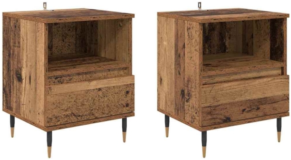 vidaXL Nachttisch 2 pcs Altholz 40 x 35 x 50 cm Holzwerkstoff 882650
