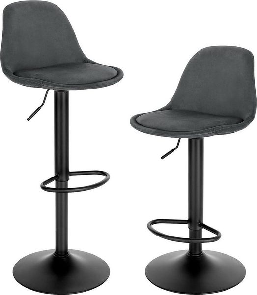 EUGAD Barhocker (2 St), höhenverstellbar Barstuhl mit Samtbezug, aus Metall