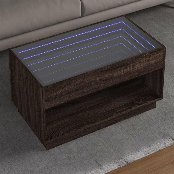 vidaXL Couchtisch mit Infinity-LED Braun Eichen-Optik 90x50x50 cm 847671