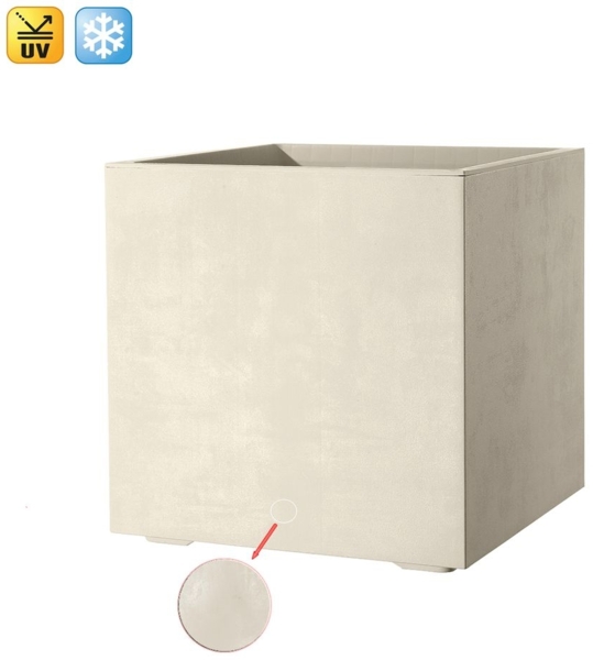 XXL Pflanzkasten Pflanzkübel Millennium 80 L in Creme mit Tolle Naturstein Optik, Maße: 49x49x49 cm