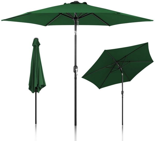 Clanmacy Sonnenschirm Ø 270 cm Strand Balkonschirm Gartenschirm Marktschirm Grün