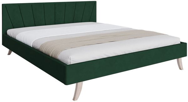 FDM Polsterbett Bettgestell Bettrahmen 120x200, 140x200, 160x200, 180x200 (MADE IN EU - mit hochwertigem Velours Bezug, Bettrahmen, Bett, Optional mit Matratze bestellbar, mit großen gepolsterten Kopfteil aus hochwertigem Veloursstoff), Holzrahmen mit ... Bild 2