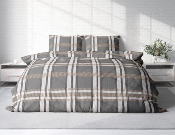 One Home Bettwäsche Karo Streifen, Fleece, 3 teilig, Kariert modern, kuschelig flauschig warm weich Winter Doppelbett