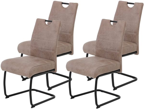 HELA Freischwinger FLORA Freischwinger mit Griff, 140kg belastbar (Set, 4 St), XL-Esszimmerstuhl, Federkern für Sitzkomfort