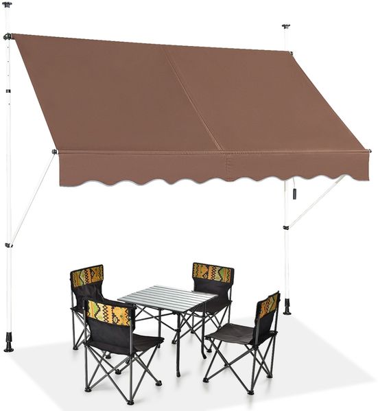 Klemmmarkise 200 cm breit Balkonmarkise ohne Bohren UV-beständig höhenverstellbar Braun