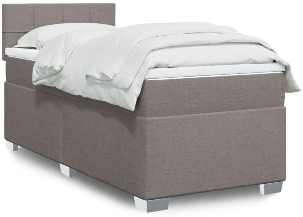 Boxspringbett mit Matratze, Stoff, Viereckige, grauer Fuß, Taupe, 90 x 190 cm, true